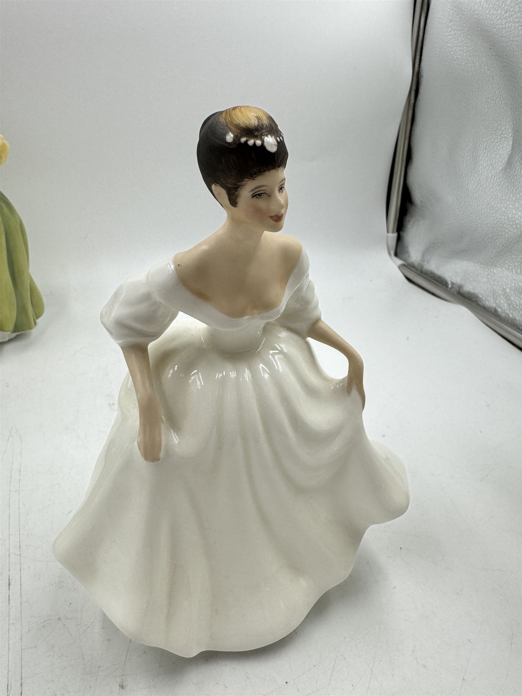 Seven Royal Doulton figures, including Amy's Sister HN3445, Elyse HN2474, With Love HN3393 etc