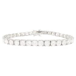 18ct white gold round brilliant cut diamond bracelet, stamped, total diamond weight approx...