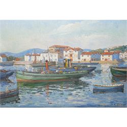 Louis Benjamin Hughes Floutier (French 1882-1936): 'Saint-Jean-de-Luz', oil on canvas sign...