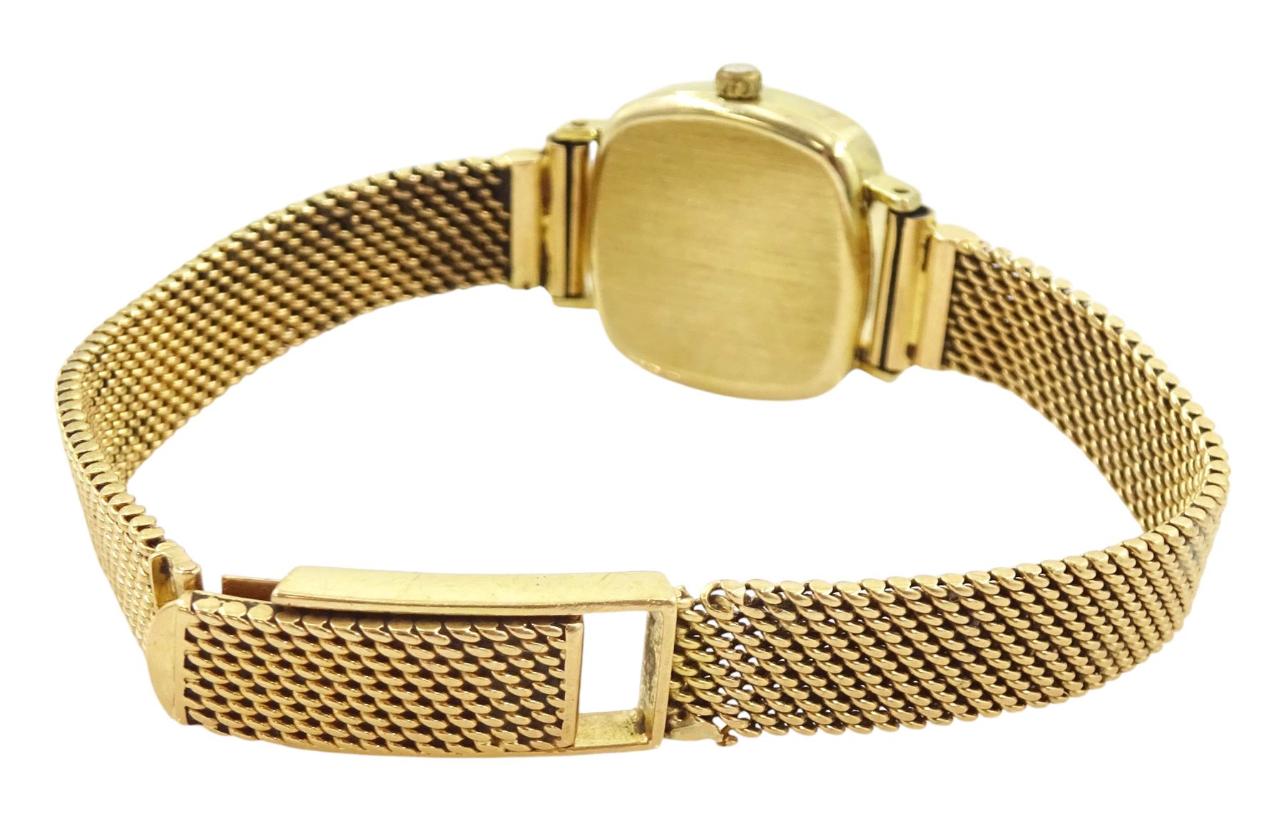 Tissot ladies 9ct gold quartz wristwatch, Sheffield import mark 1985, on 18ct gold bracelet, stamped 750