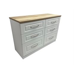 Oak and white finish six drawer chest 