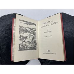 Enid Blyton; three copies of The First Adventure of the Famous Five; Five on Treasure Island, comprising 1963 edition, 1949 edition and 1963 edition  