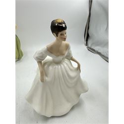 Seven Royal Doulton figures, including Amy's Sister HN3445, Elyse HN2474, With Love HN3393 etc