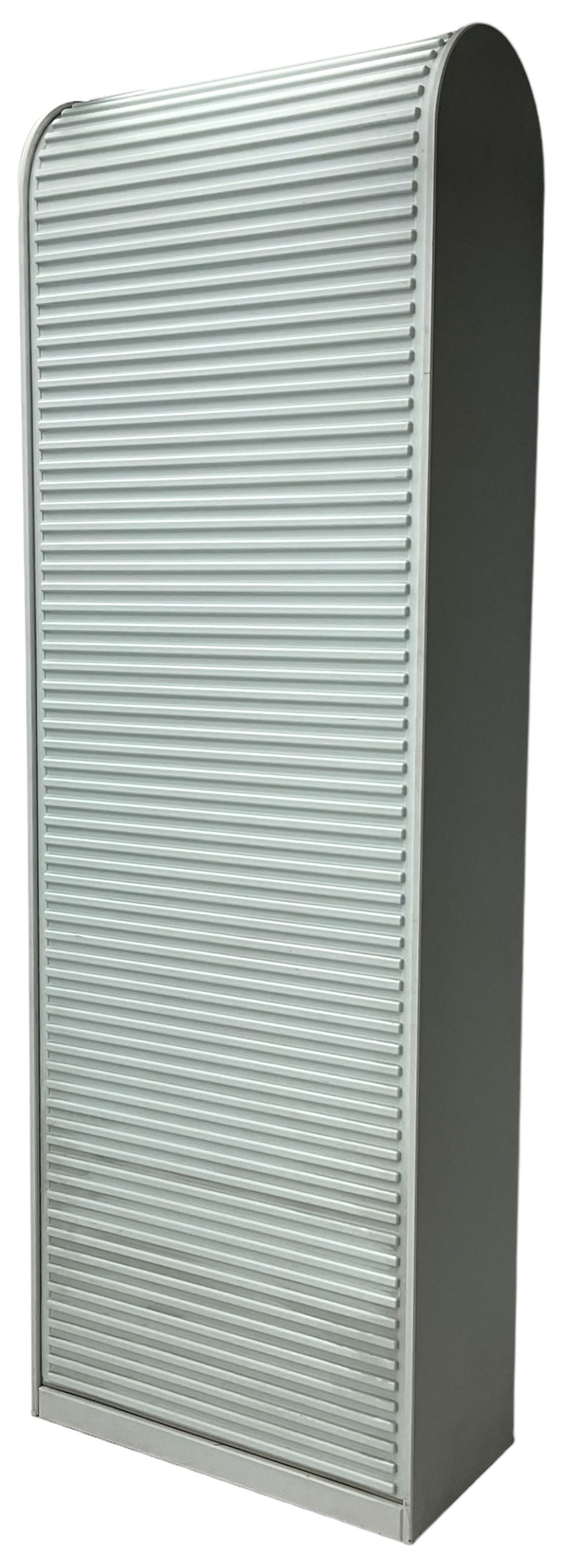 Aldo van den Nieuwelaar (1944-2010) for Pastoe - 'A'dammer' ribbed roller shutter cabinet, the interior fitted with shelves, in pale pastel baby blue finish 