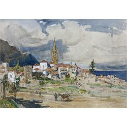 Rowland Henry Hill (Staithes Group 1873-1952): 'Realejo Alto - Tenerife', watercolour signed and dated 1938, 26cm x 36cm 
Provenance: private collection, purchased David Duggleby Ltd Whitby 14th September 2004 Lot 98