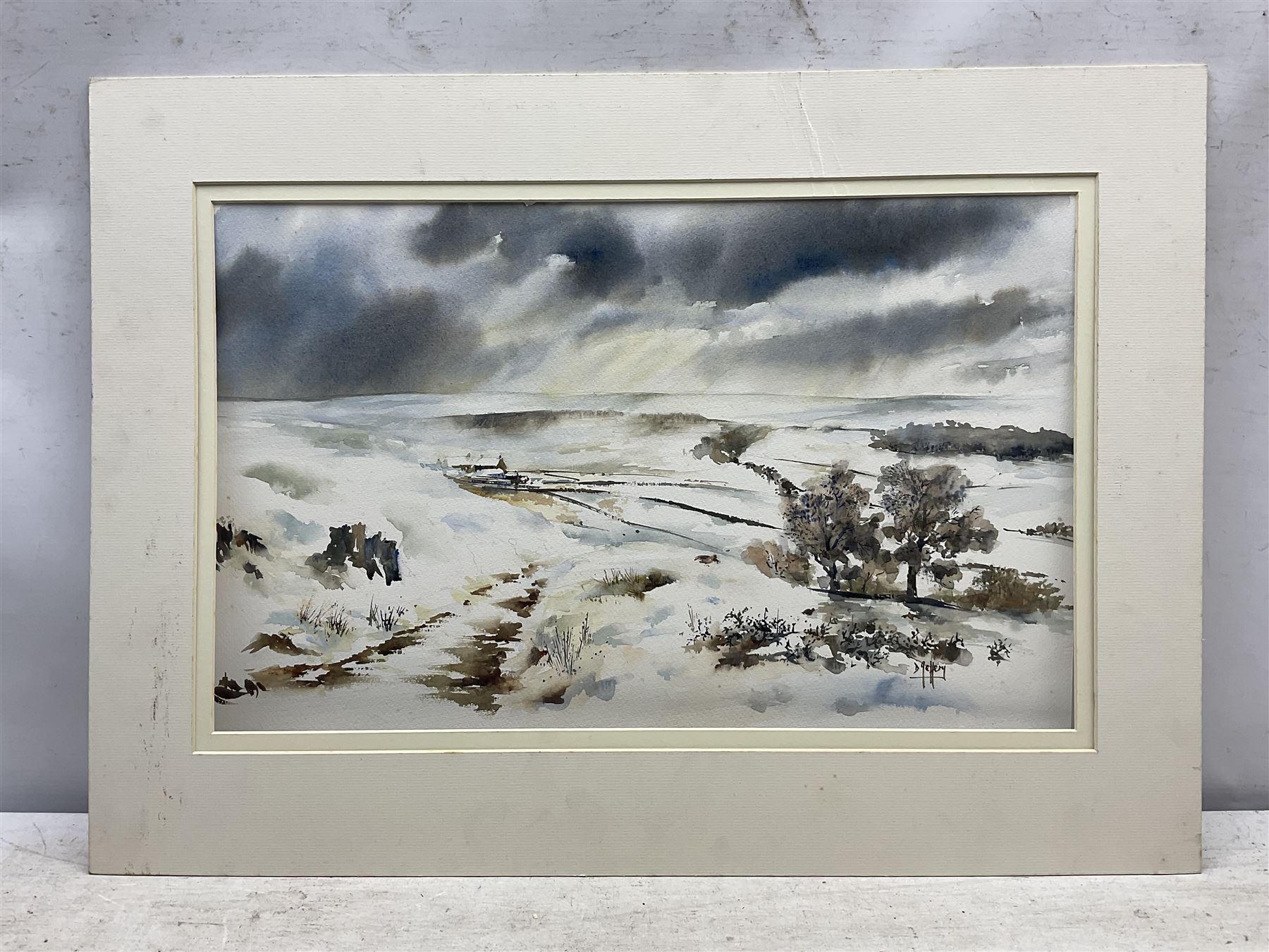 David Jeffrey (British 20th Century): Winter Landscape, watercolour signed 30cm x 48cm (unframed)