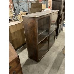 20th century painted pine standing bookcase, fitted with two glazed doors enclosing two adjustable shelves - THIS LOT IS TO BE COLLECTED BY APPOINTMENT FROM THE OLD BUFFER DEPOT, MELBOURNE PLACE, SOWERBY, THIRSK, YO7 1QY