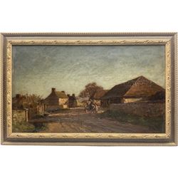 José Weiss (French 1859-1919): Outside the Artist's House - Sussex, oil on canvas signed 37cm x 63cm