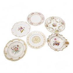 19th century Chamberlain Worcester porcelain dessert plate, centrally painted with fruit a...