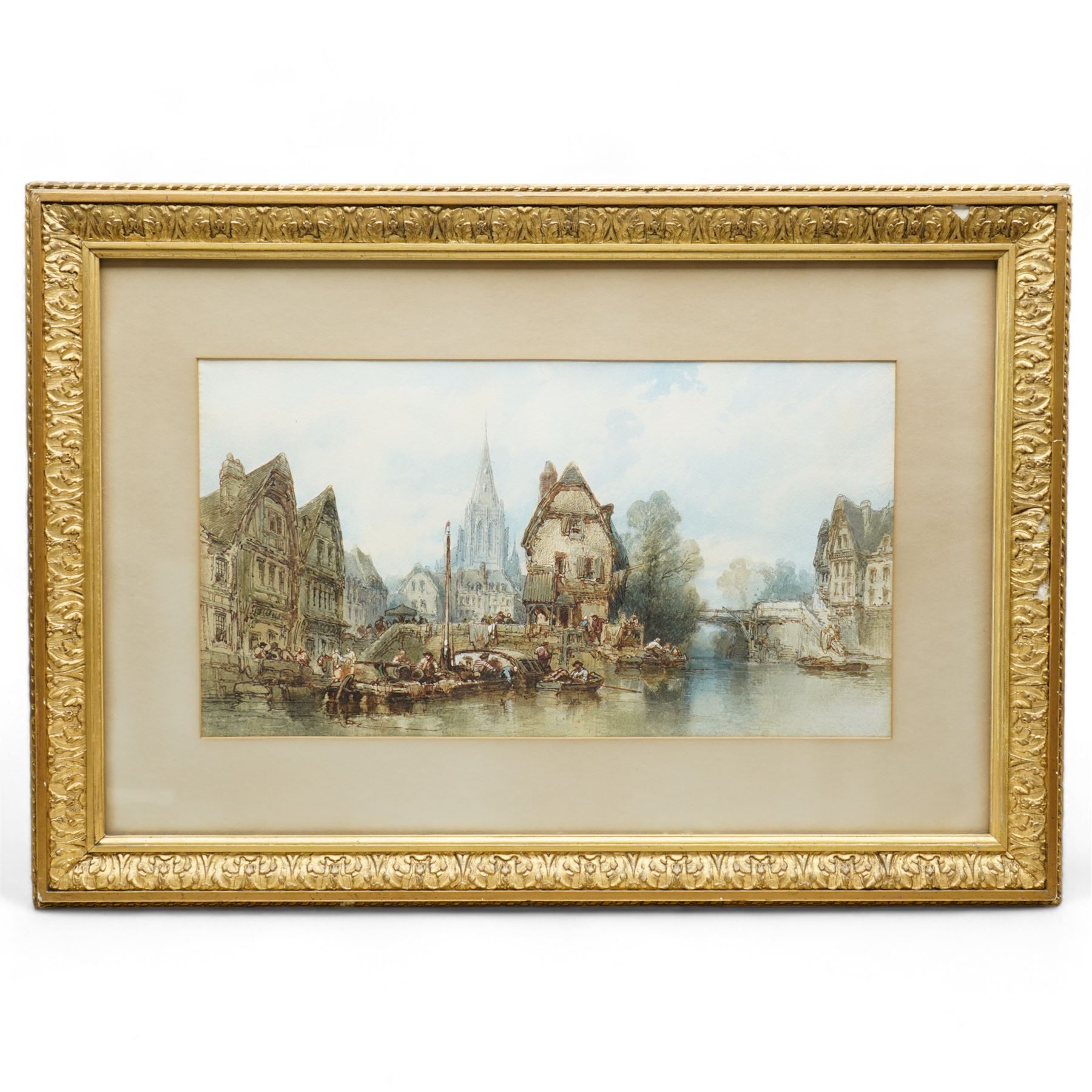 Paul Marny (French/British 1829-1914): Nanteuil - France, watercolour unsigned 28cm x 51cm