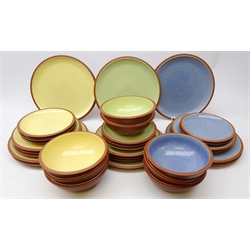  Denby Juice range dinner service, eight settings in Apple Green, Berry and Lemon comprising: dinner plates, side plates, tea plates and bowls (32)   