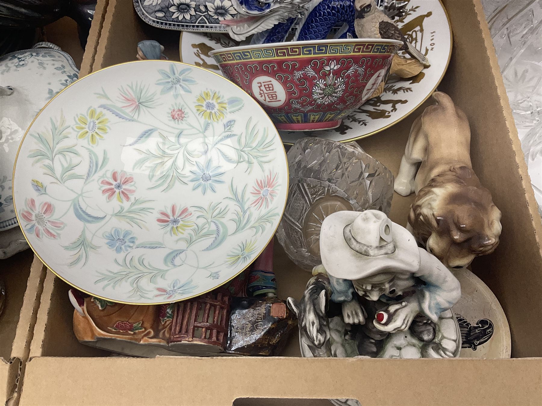 Minton Vanessa footed bowl, together with two Coalport figures, various collectors plates etc 