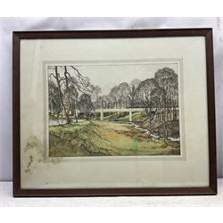 Kenneth Steel (British 1906-1970): Railway Bridge, watercolour and pencil signed 31cm x 45cm 