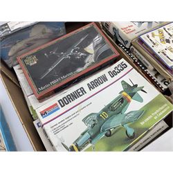 Large quantity of aircraft scale model kits to include Airfix, Revell, Monogram etc, in three boxes 