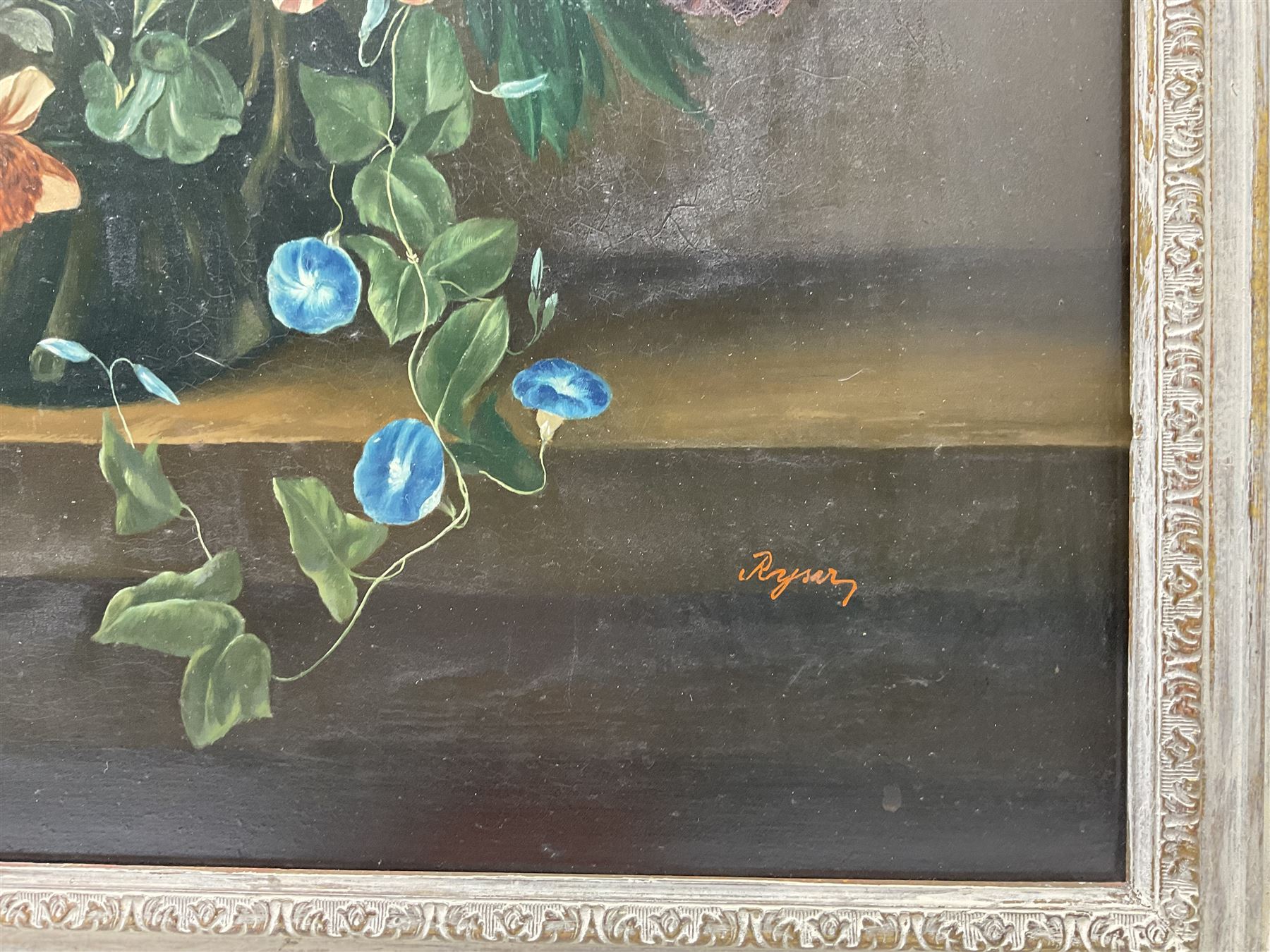 Dutch School (20th century): Still Life  of Flowers, oil on metal panel indistinctly signed 58cm x 49cm 