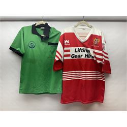 Eighteen Rugby League shirts, including Wigan, Leeds, Warrington and Huddersfield, etc and a Scotland international shirt