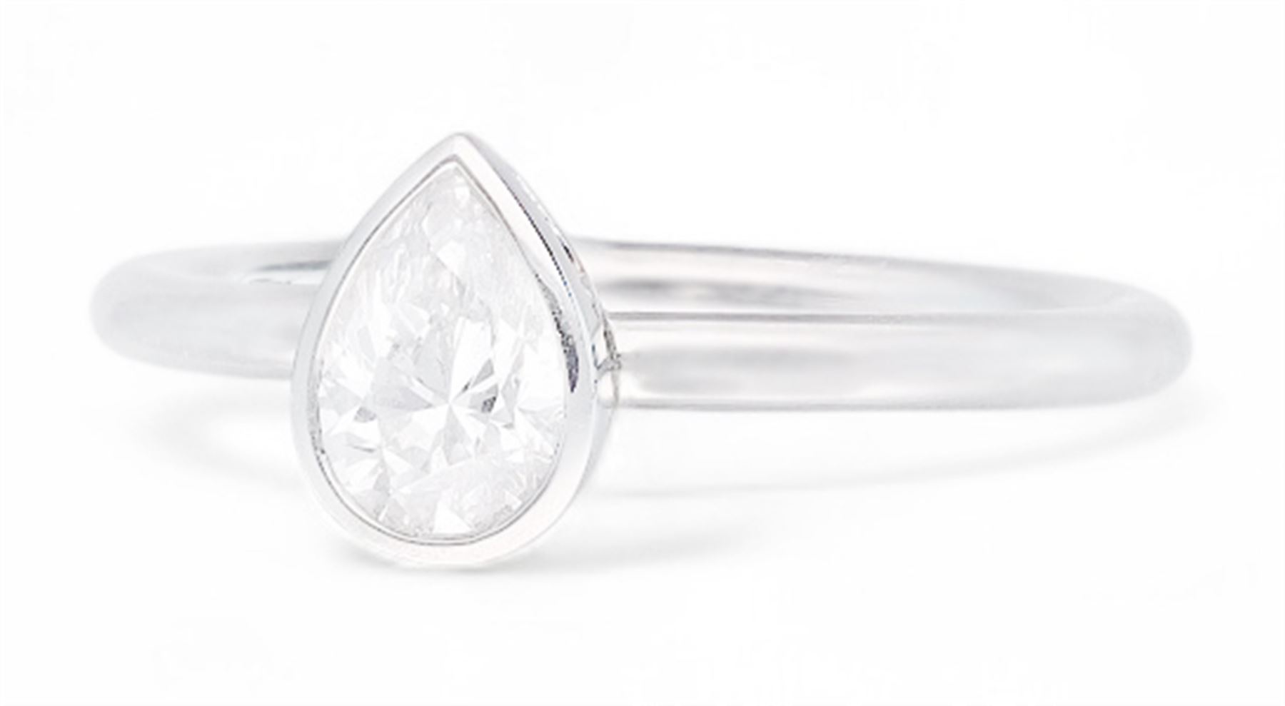 Platinum single stone pear cut diamond ring, hallmarked, diamond 0.61 carat