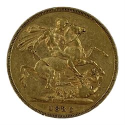 Queen Victoria 1886 gold full sovereign coin, Melbourne mint