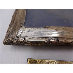 Four silver mounted photograph frames, comprising pair of early 20th century examples, and two smaller modern examples, all hallmarked, tallest H19cm