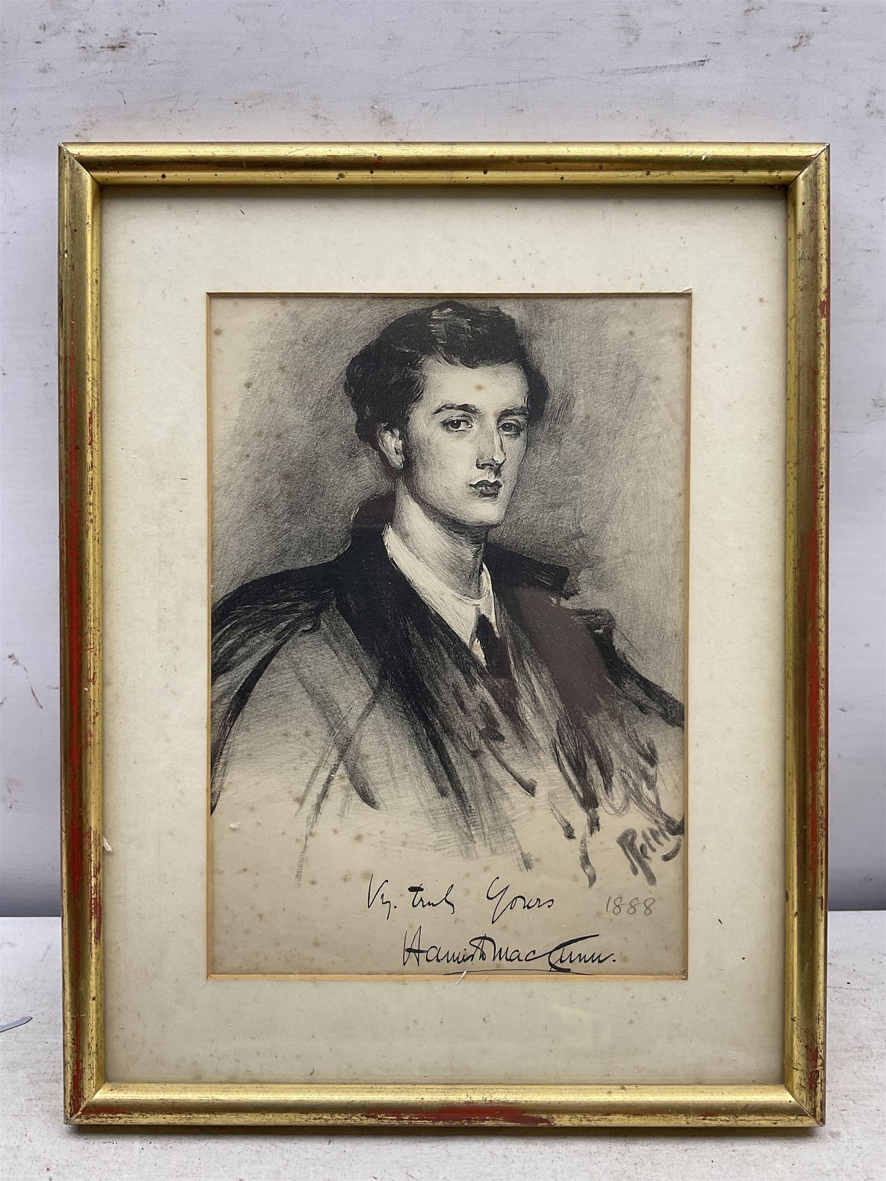 French School (19th century): Portrait of an Old Woman, oil on board unsigned; After John Pettie RA (Scottish 1839-1893): Portrait of the Composer Hamish MacCunn (1868-1916), lithograph pub. 1886 max 26cm x 21cm (2)