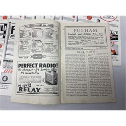 Fulham F.C. programmes - twenty-seven home matches 1949/50 - 1957/58; and two photocopies of memorabilia items