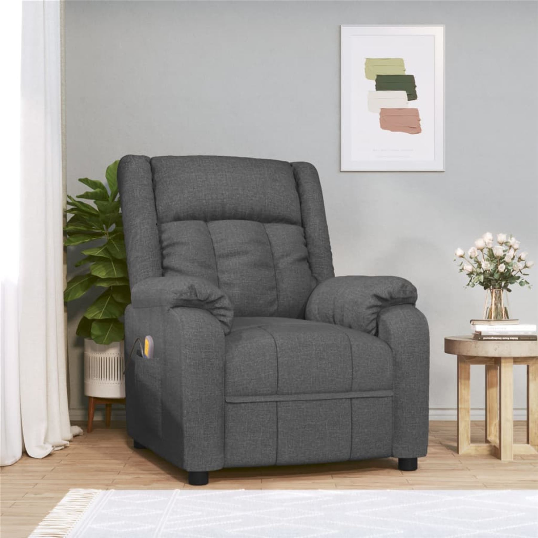 vidaXL - 'DN-01' massage armchair upholstered in dark grey fabric, boxed and unused 