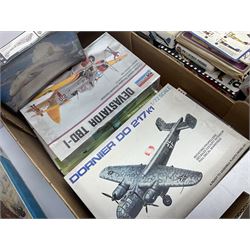 Large quantity of aircraft scale model kits to include Airfix, Revell, Monogram etc, in three boxes 