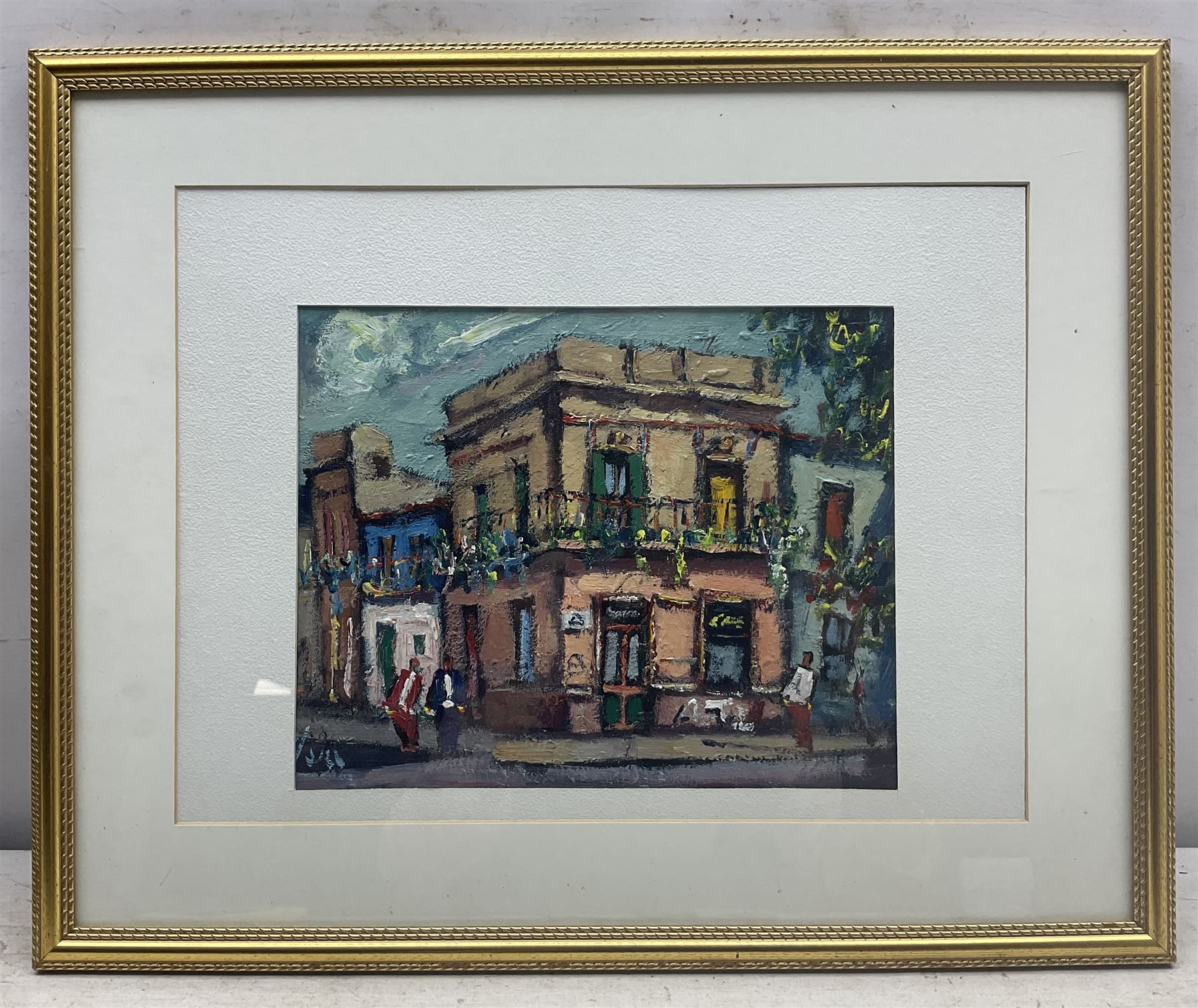 Rodolfo M Jara (Mexican 20th Century): Summer Street Scene, oil on board signed 23cm x 28cm