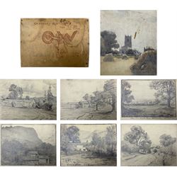 Charles Cutts Elmhirst (Staithes Group 1872-1937): Artist’s Sketchbook, Landscapes around Thorne and Helmsley, comprising eight pencil sketches and a watercolour of Thorne Church, variously signed titled and dated, disbound, overall 18cm x 25cm