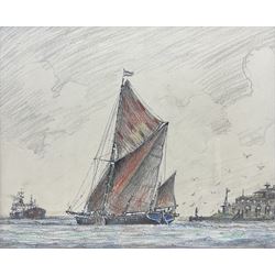 Jack Rigg (British 1927-2023): 'On the Medway', coloured pencil and ink signed, titled and dated 1986 verso 35cm x 42cm