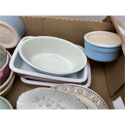 Collection of pastel coloured ramakins and pie dishes, including examples by Tala and Pots & Co, etc