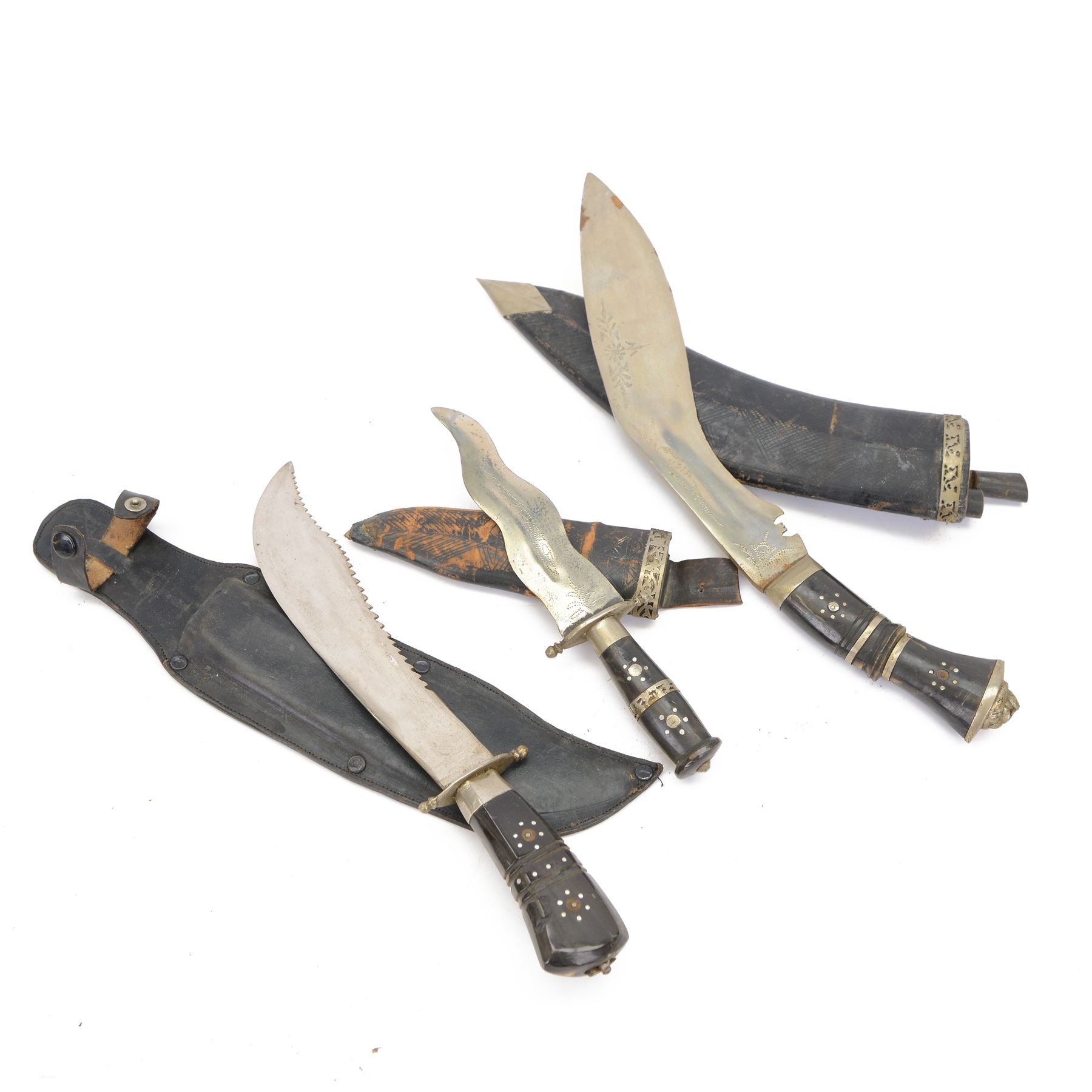 Gurkha Kukri knife, together with two indian knives 