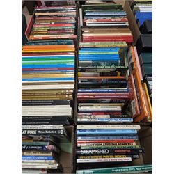 Large collection of Railwayana reference books on steam locomotives, London and Midlands Steam, British Rail etc, in six boxes 