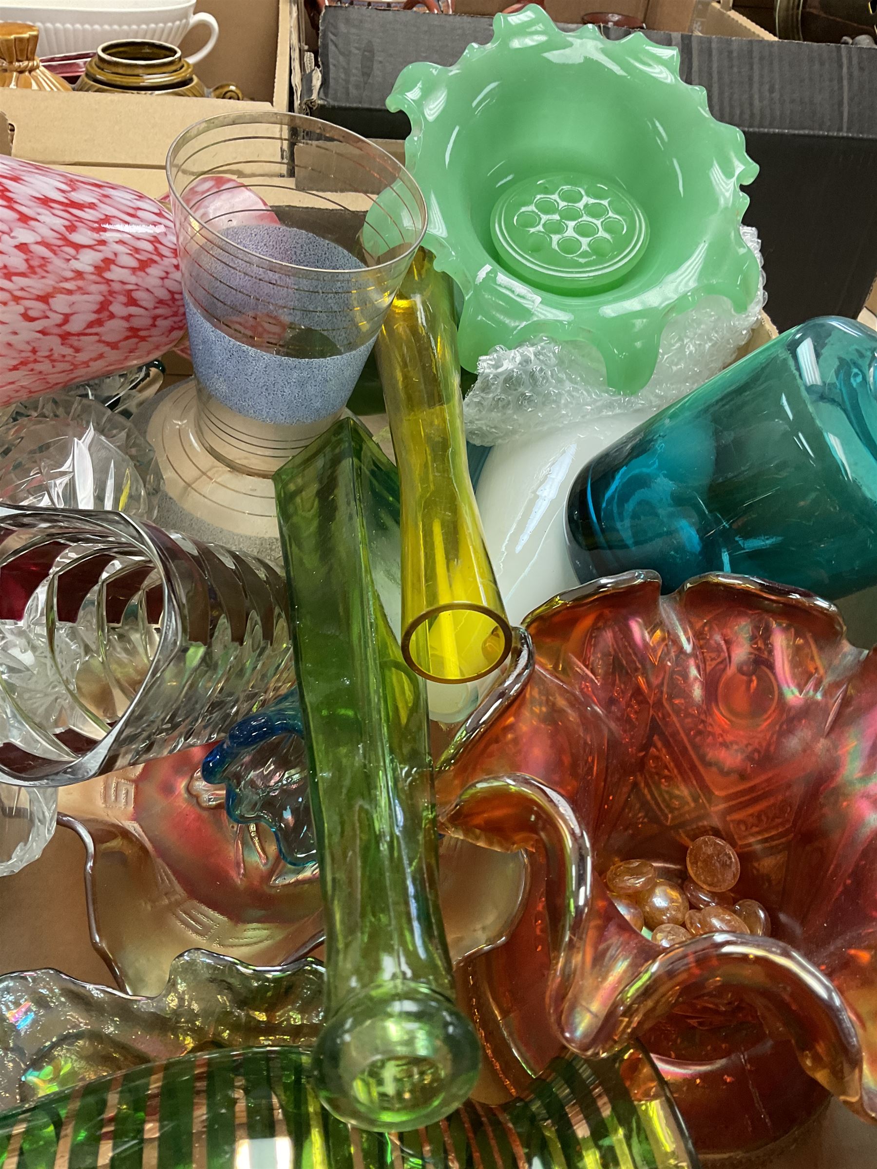 Collection glass including carnival glass, vases, dishes etc 