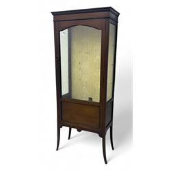 Edwardian inlaid mahogany display cabinet, enclosed by glazed door, on square tapering out...