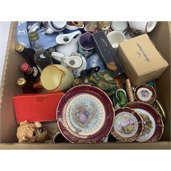 Wedgwood Jasperware trinket boxes and dishes, together with alcohol miniatures of varying proof and contents, collection of ceramic jugs and other collectables, in three boxes