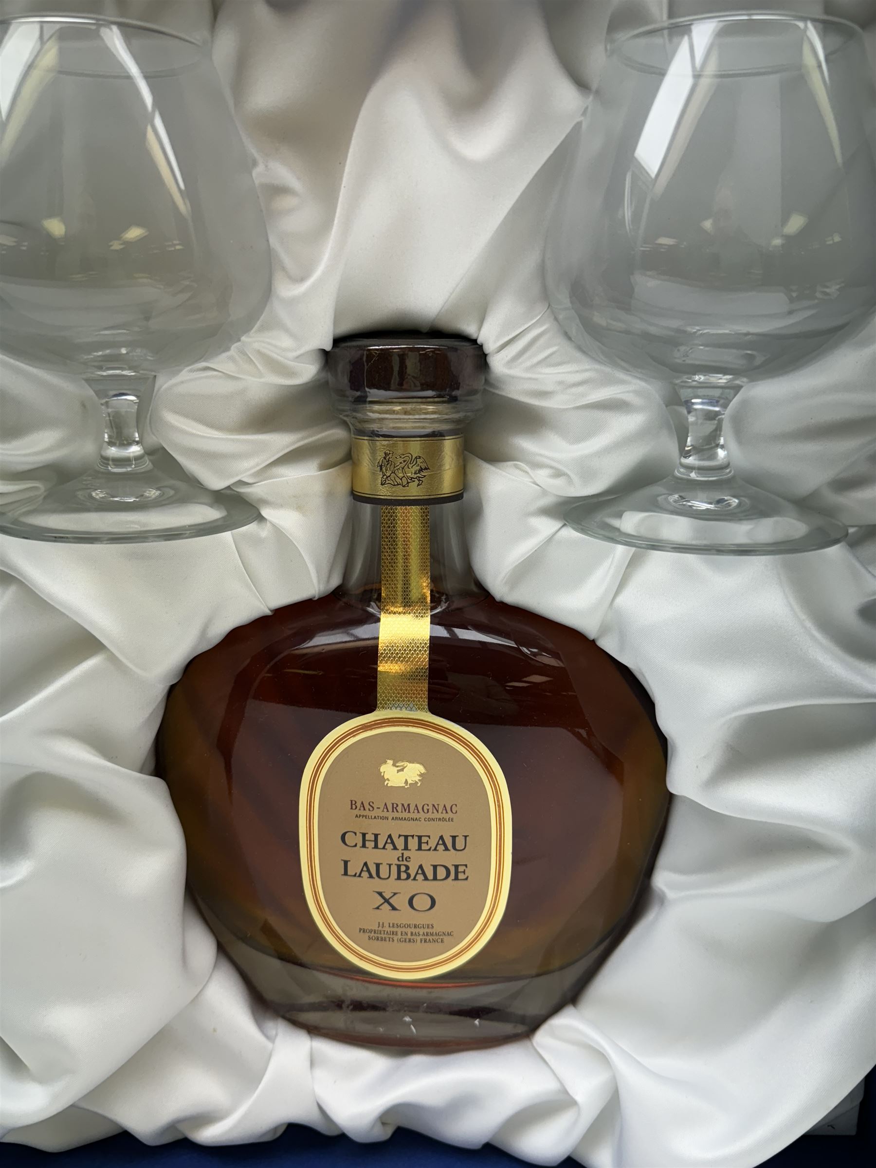 Chateau de Laubade XO Bas Armagnac, 700ml, 40% vol, in original  presentation box with two brandy glasses - Whisky & Wine