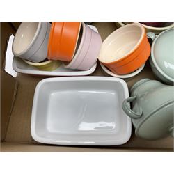 Collection of pastel coloured ramakins and pie dishes, including examples by Tala and Pots & Co, etc