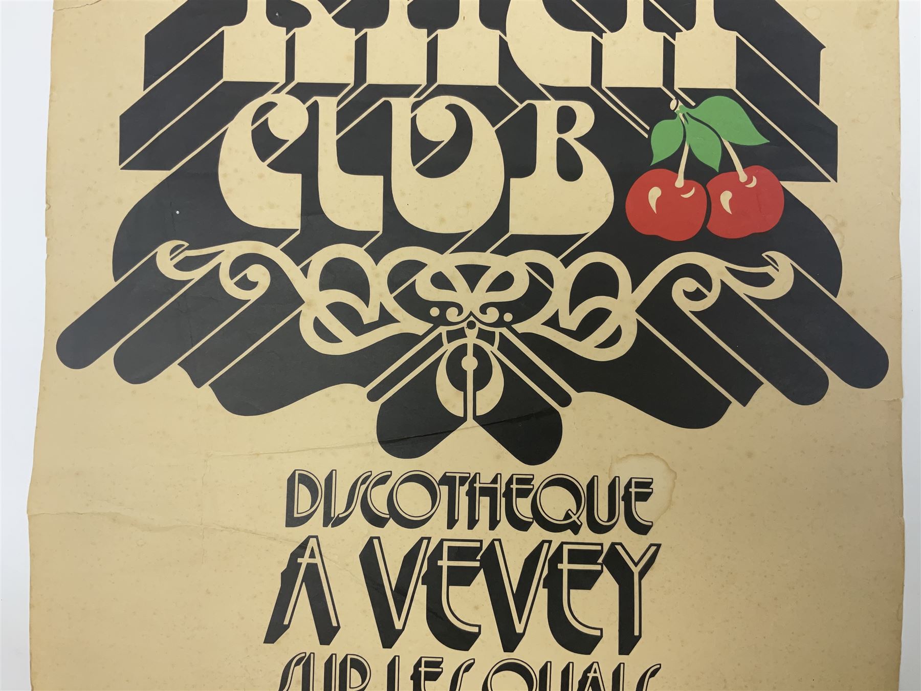 Poster 'Kitch Club Discotheque a vevey sur le quais ouverture le 19 mai' H59cm