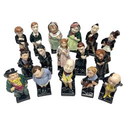 Sixteen Royal Doulton Charles Dickens figures, to include Oliver Twist, Fat Boy, Fagan, Stiggins etc, all with printed marks beneath