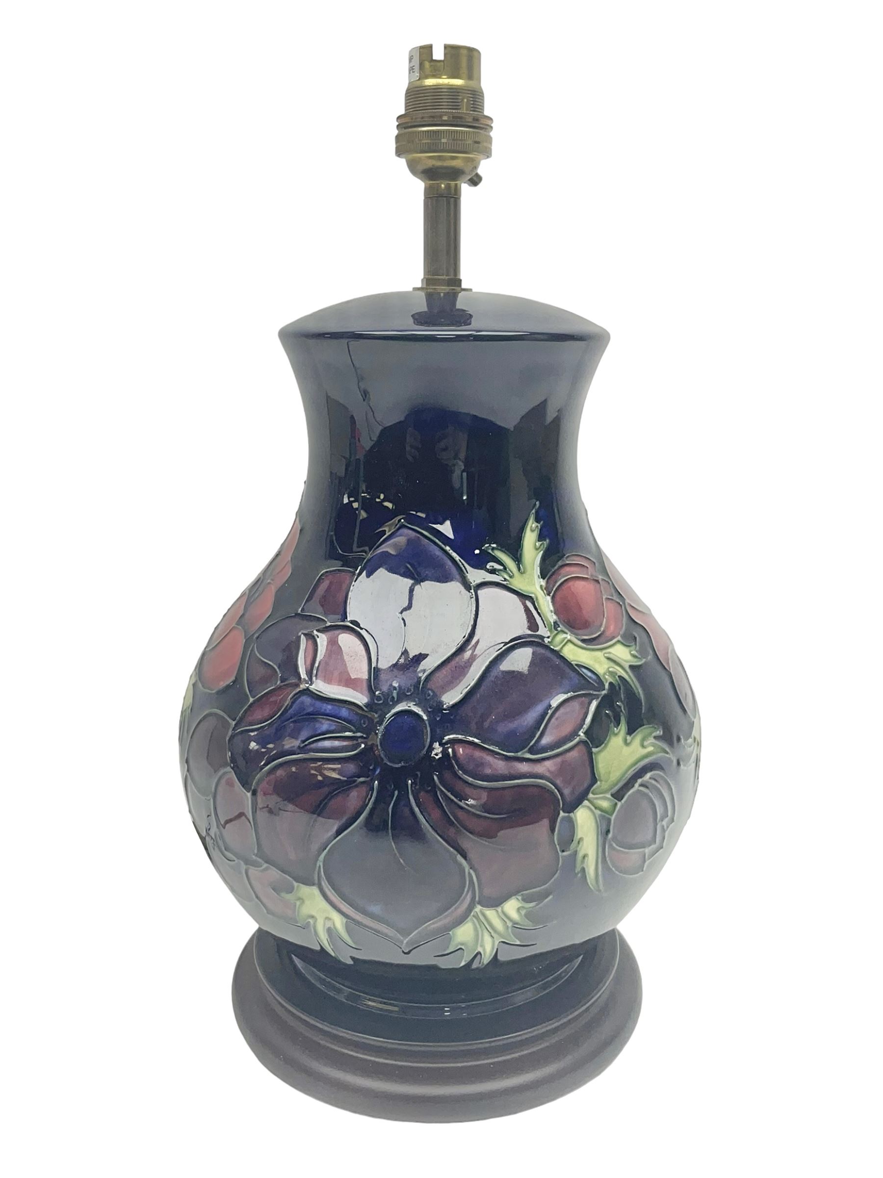 Moorcroft Anemone pattern table lamp , H35cm