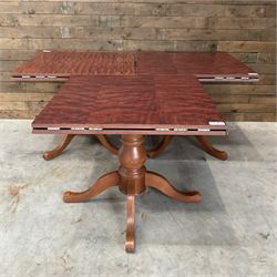 3 x rosewood extending square to round pedestal restaurant tables