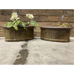 Errington Reay & Sons - pair of small oval glazed terracotta planters