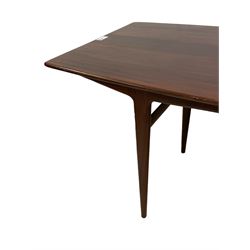 John Herbert for A Younger - mid-20th century teak dining table, curved rectangular top on tapering supports 