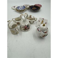 Collection of ceramic miniatures, including teapots, coffee pots, cups, saucers, jugs and other novelties, by Spode, Coalport, Hammersley, Limoges etc 