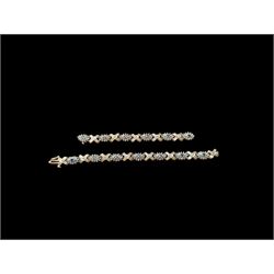 9ct gold sapphire and diamond cross link bracelet, hallmarked 