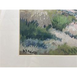 David Thomas Robertson (Northern British 1879-1952): Upland Wooded Landscape, gouache signed 32cm x 46cm 