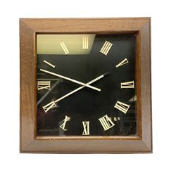 Nautical electric clock, square dial with raised Roman numerals, the chopstick hands inscr...