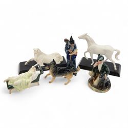 Five Royal Doulton figures, including Gamekeep HN2879, Sleeping Beauty HN3079, The Wizard ...