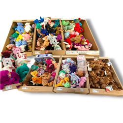 Large collection of TY Beanie Babies, including Princess the Bear, set of thirty two 2002 ...